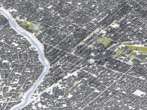 होक्काइडो जापान में साप्पोरो शहर 3D मॉडल