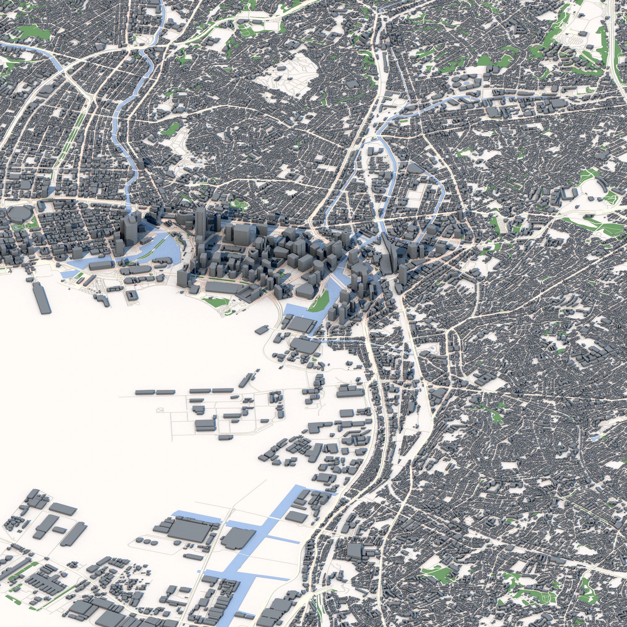 Yokohama City Japan 3D Model .c4d .max .obj .3ds .fbx .stl .blend 