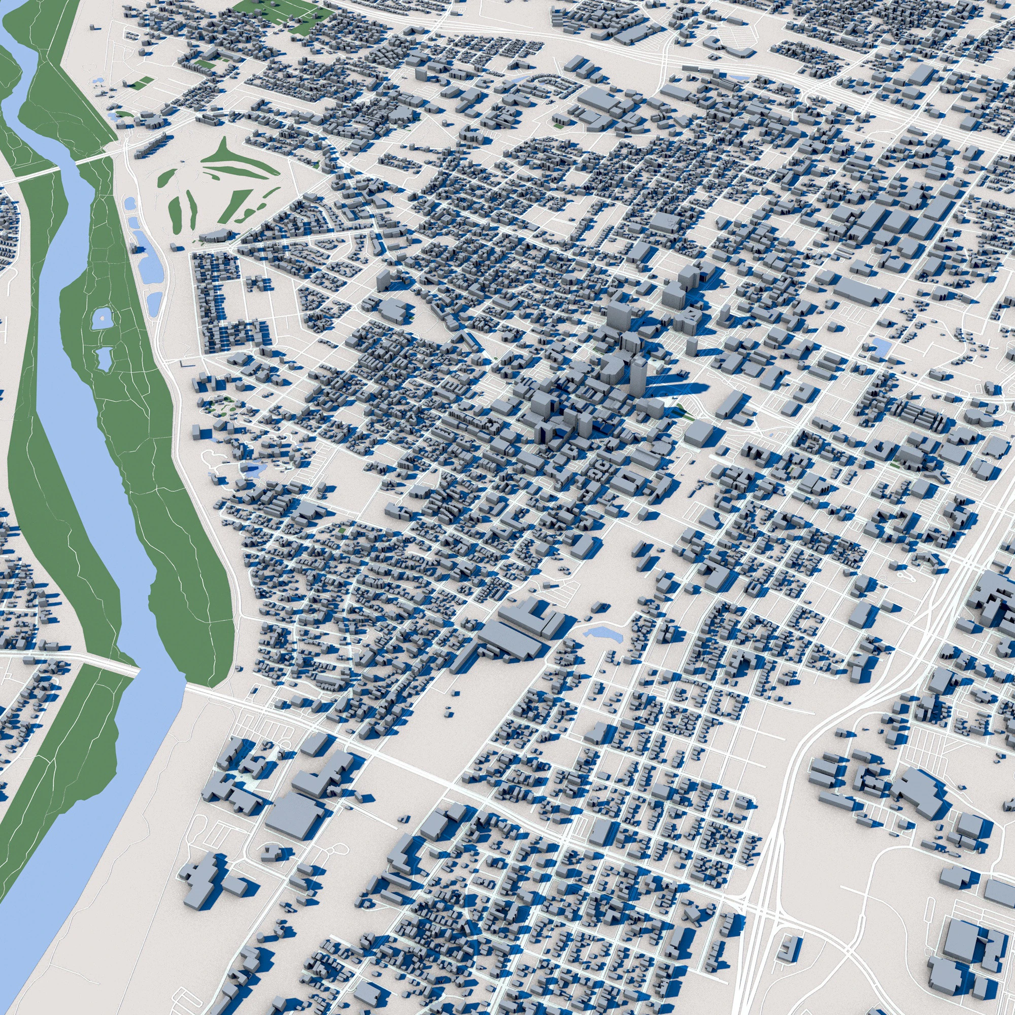 Albuquerque City New Mexico 3D Model .c4d .max .obj .3ds .fbx .stl .blend