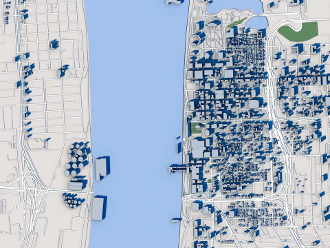 Baton Rouge City Louisiana 3D Model
