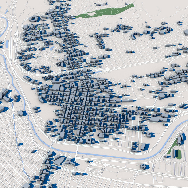 El Paso City Texas 3D 모델 .c4d .max .obj .3ds .fbx .stl .blend