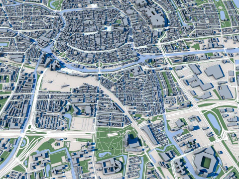 Citt&agrave; di Groningen Paesi Bassi Modello 3D