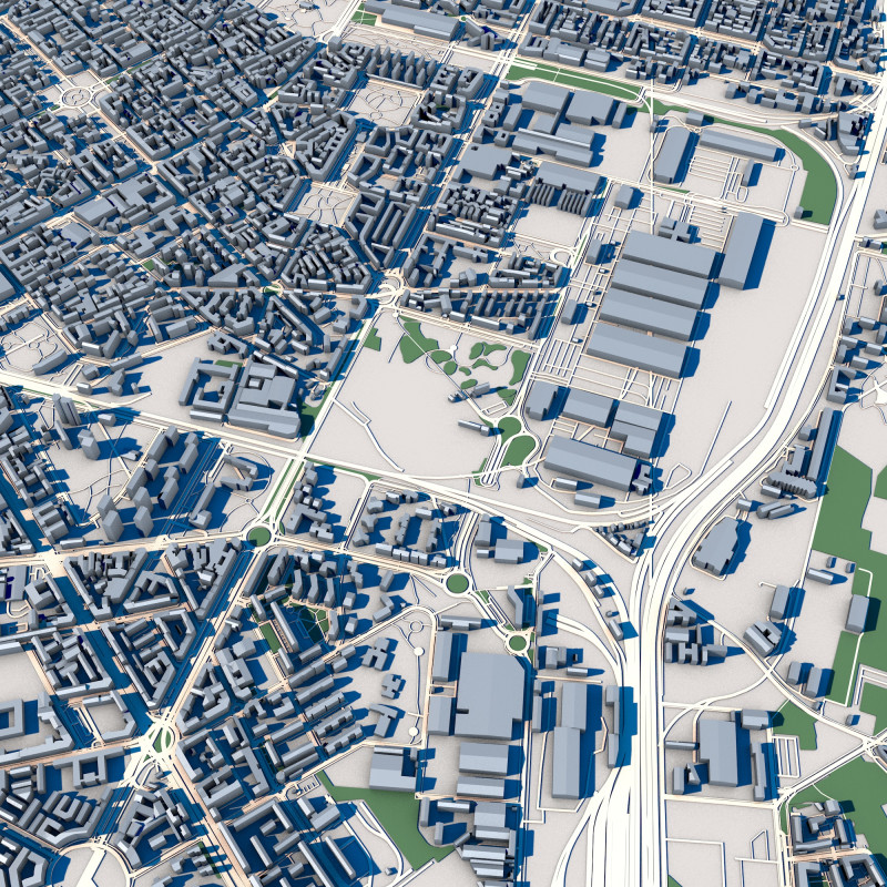 Part of Milan City Italy 3D 모델 .c4d .max .obj .3ds .fbx .stl .blend