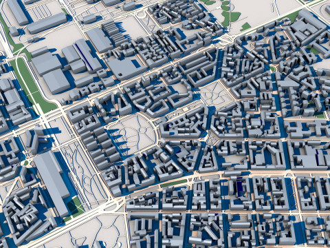 Part of Milan City Italy 3D 모델