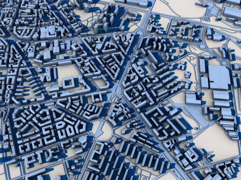 Part of Milan City Italy 3D 모델