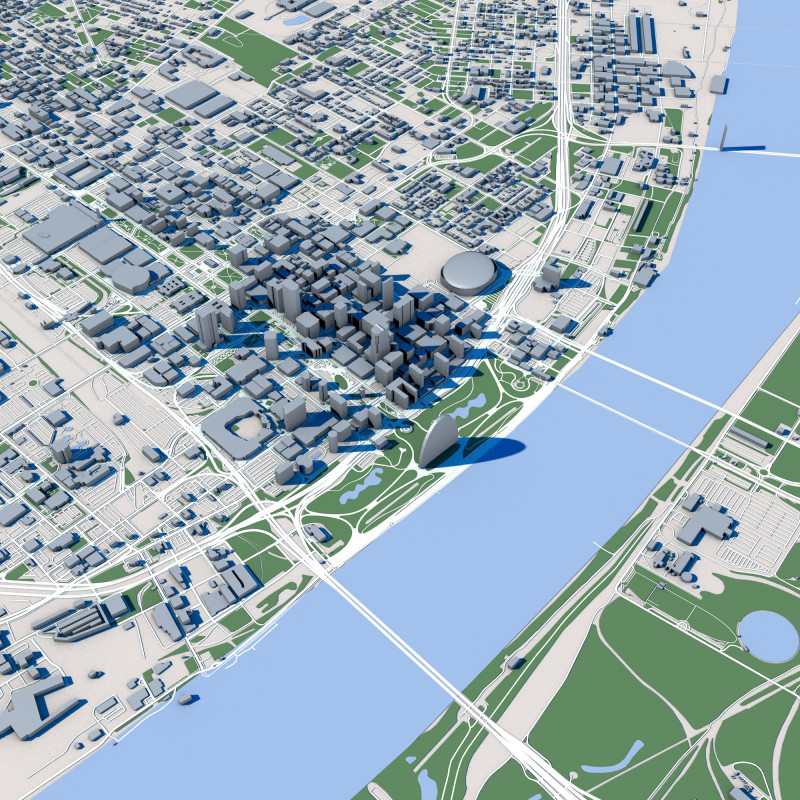 Saint Loui City USA Modello 3D .c4d .max .obj .3ds .fbx .stl .blend