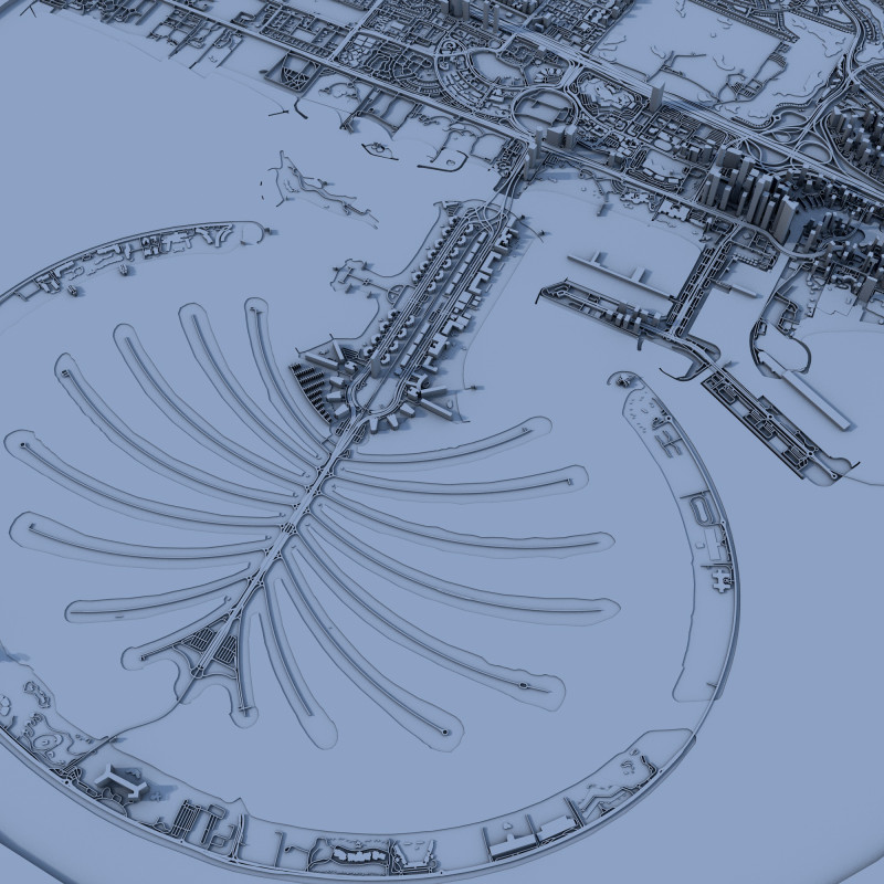 Palm Jumeirah - The Crescent Palm Jumeirah Dubai United Arab Emirates Model 3D .c4d .max .obj .3ds .fbx .stl .blend
