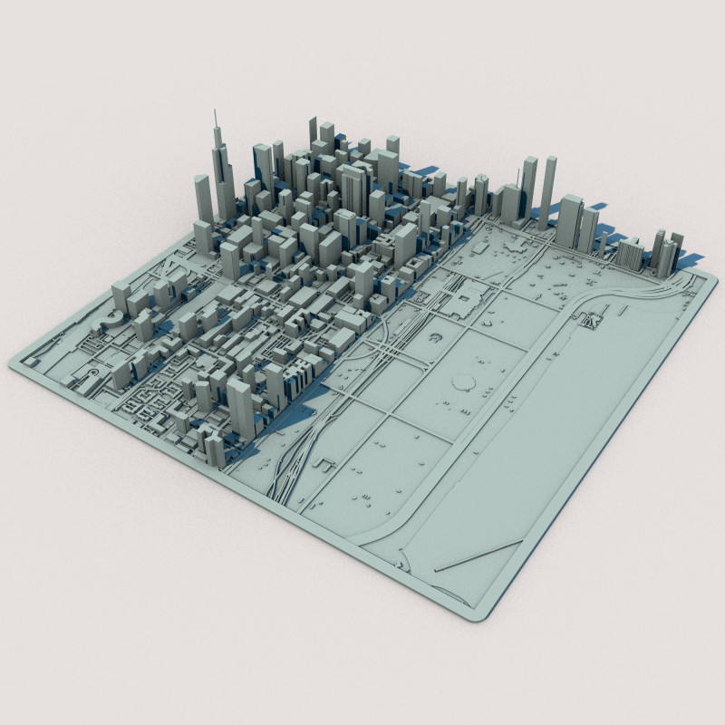 Chicago City Illinois United States 3Dモデル .c4d .max .obj .3ds .fbx .stl .blend 