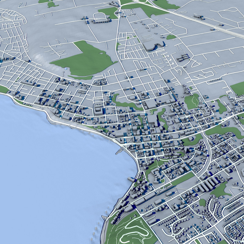 Puerto Varas City Chile 3D Model .c4d .max .obj .3ds .fbx .stl .blend