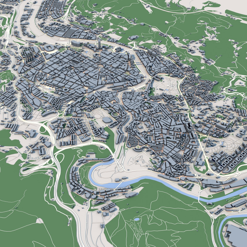 Bilbao City Spain 3D Model .c4d .max .obj .3ds .fbx .stl .blend