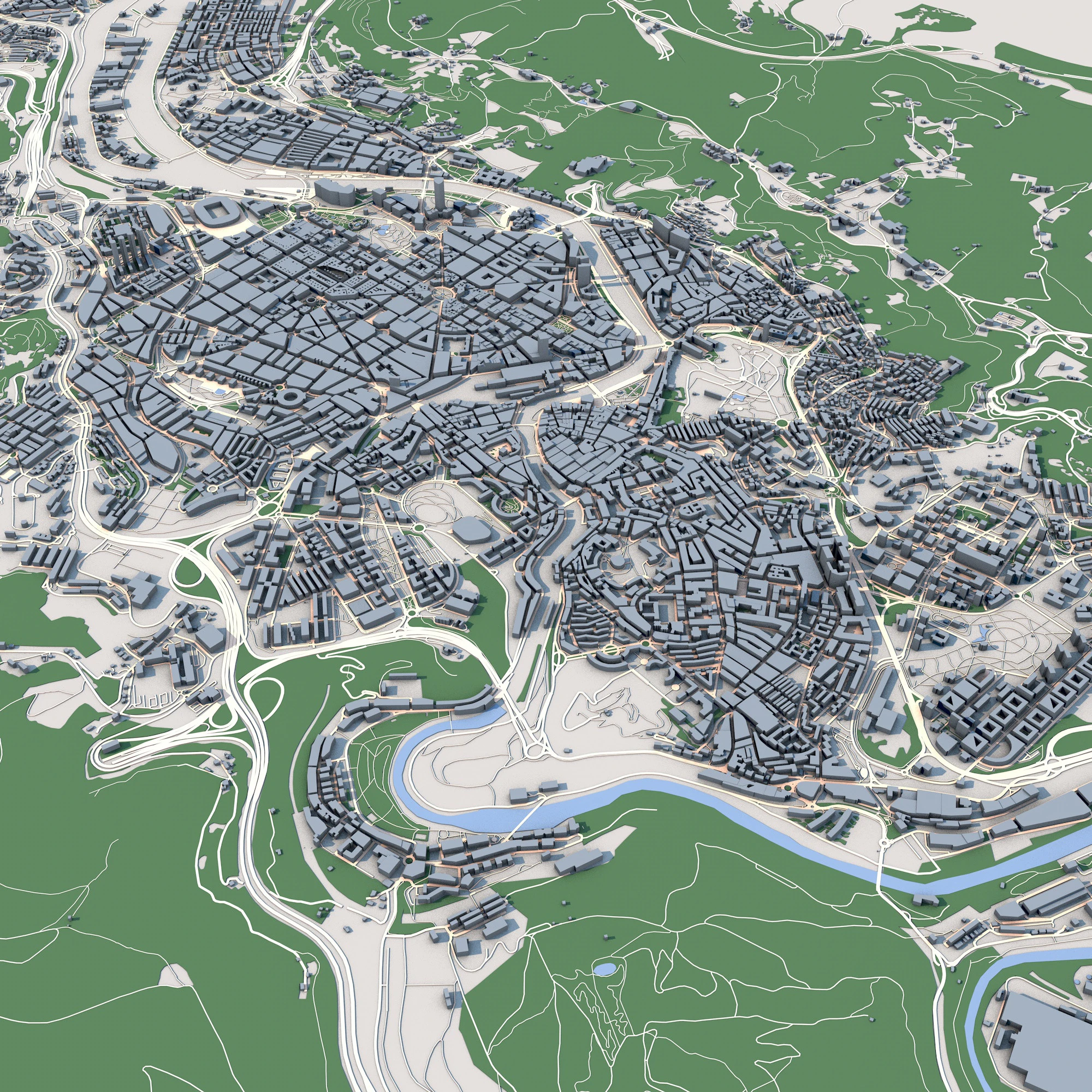 Bilbao City Spain 3D Model .c4d .max .obj .3ds .fbx .stl .blend 