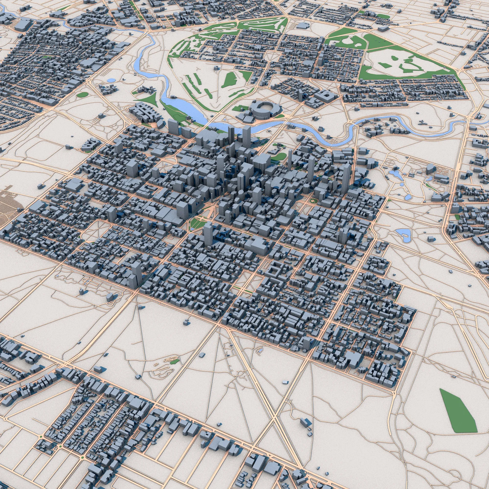 Cityscape Adelaid Australia Map 3D Model .c4d .max .obj .3ds .fbx .stl .blend