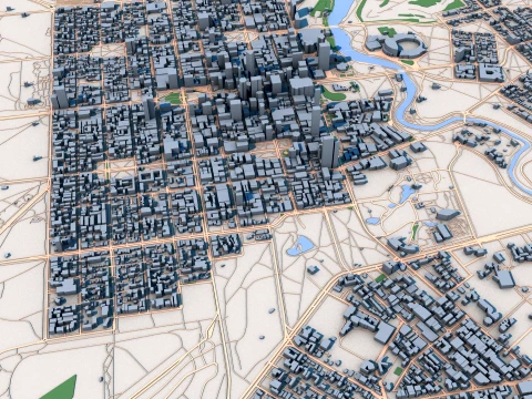 Cityscape Adelaid Australia Map 3D Model