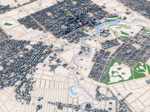 Cityscape Adelaid Australia Map 3D Model