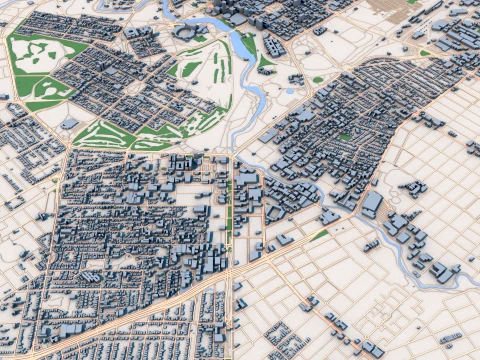 Cityscape Adelaid Australia Map 3D Model
