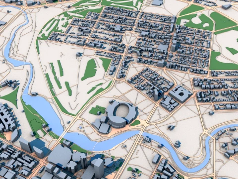 Cityscape Adelaid Australia Map 3D Model
