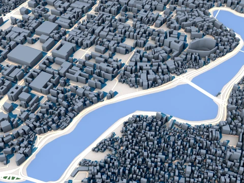 Cityscape Dhaka Bangladesh Map 3D Model