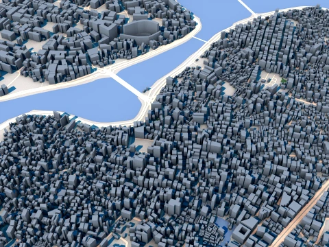 Cityscape Dhaka Bangladesh Map 3D Model