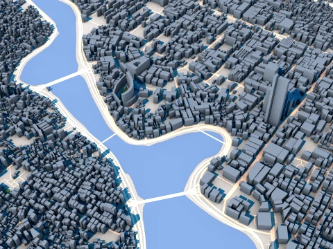 Cityscape Dhaka Bangladesh Map 3D Model