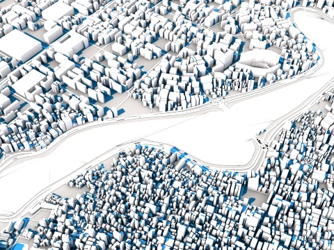Cityscape Dhaka Bangladesh Map 3D Model