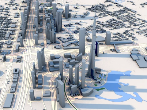 Şehir manzarası Dubai Birleşik Arap Emirlikleri Haritası 3D Model