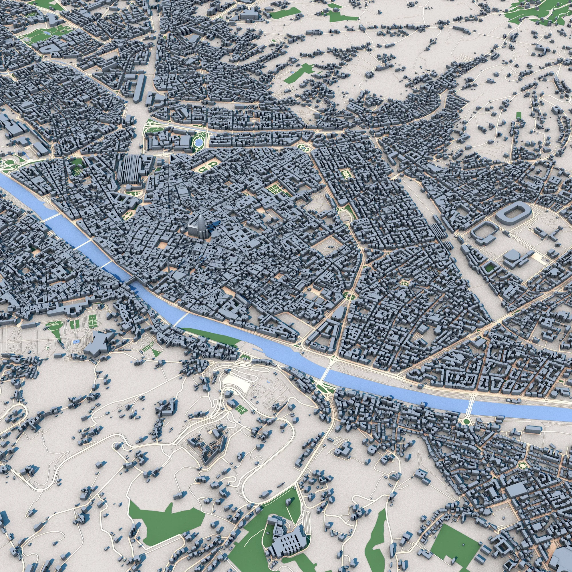 Cityscape Florence Italy Map 3D Model .c4d .max .obj .3ds .fbx .stl .blend 