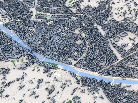 Paysage urbain Florence Italie Carte Modèle 3D