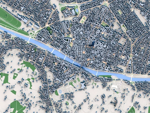 Cityscape Florence Italy Map 3D Model