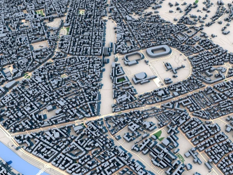 Cityscape Florence Italy Map 3D Model