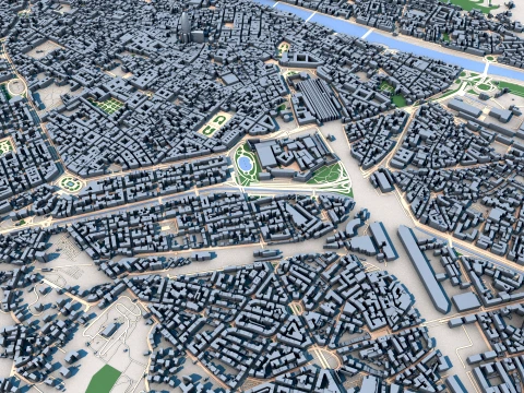 Cityscape Florence Italy Map 3D Model