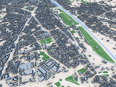 Cityscape Florence Italy Map 3D Model