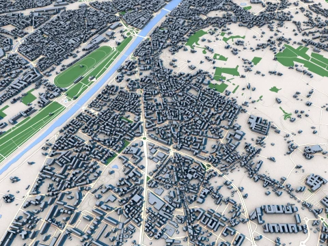 Cityscape Florence Italy Map 3D Model
