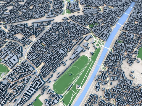 Cityscape Florence Italy Map 3D Model