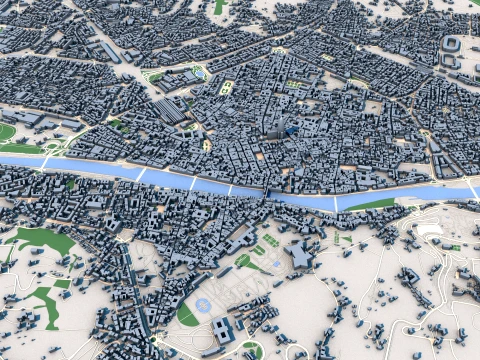 Cityscape Florence Italy Map 3D Model