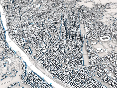 Cityscape Florence Italy Map 3D Model