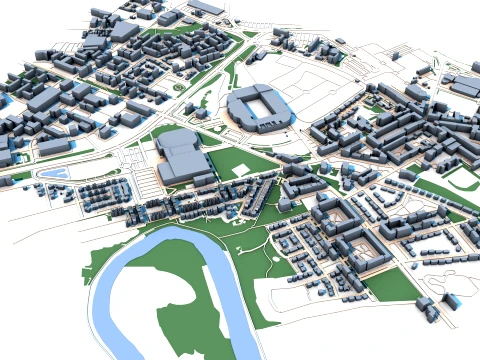 Celtic Park in Glasgow Scotland Map 3D Model