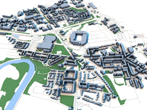 Celtic Park in Glasgow Scotland Map 3D Model