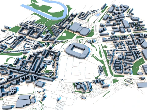 Celtic Park in Glasgow Scotland Map 3D Model