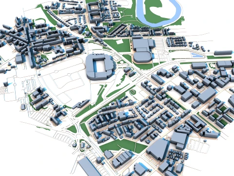 Celtic Park in Glasgow Scotland Map 3D Model