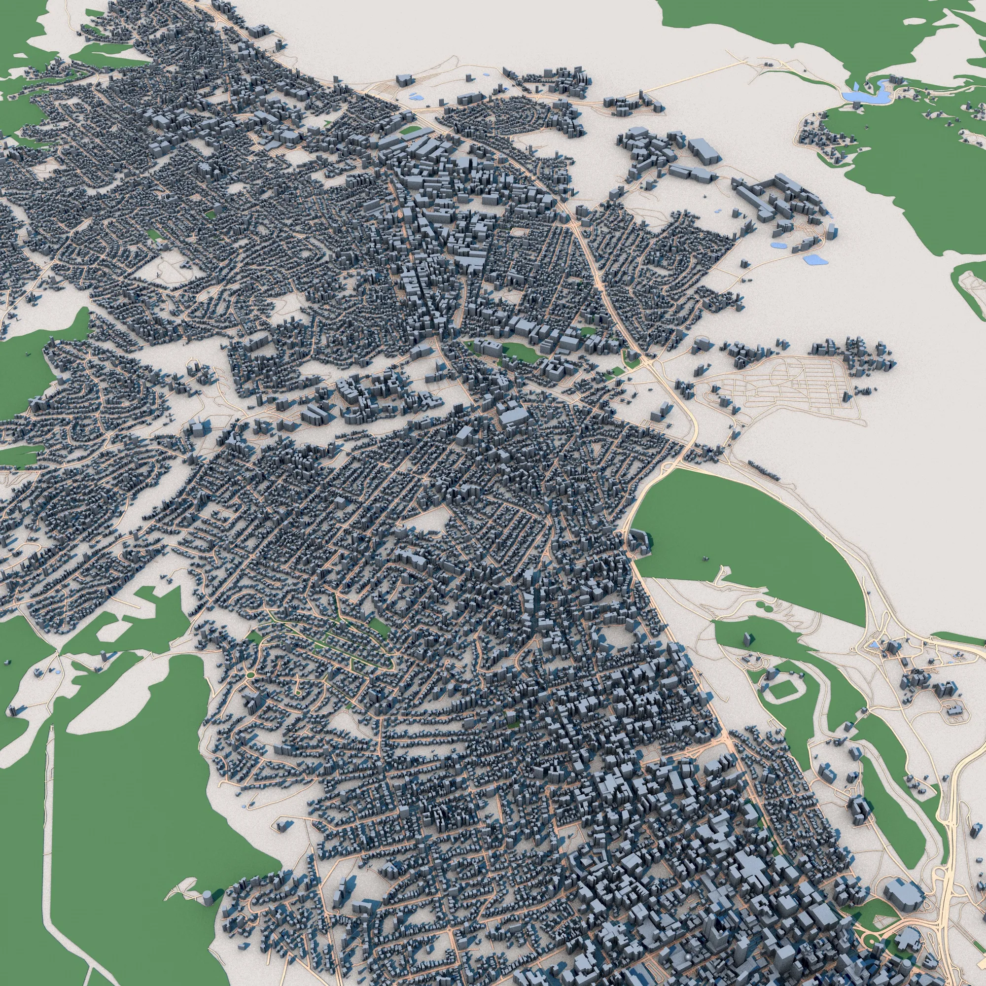 Cityscape Hobart Australia Map 3D Model .c4d .max .obj .3ds .fbx .stl .blend 