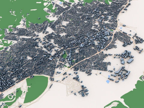 Cityscape Hobart Australia Map 3D Model