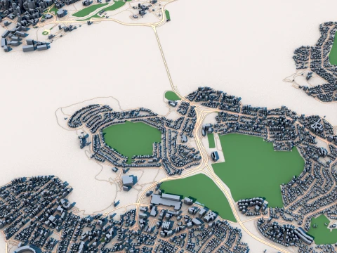 Cityscape Hobart Australia Map 3D Model