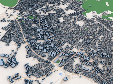 Cityscape Hobart Australia Map 3D Model