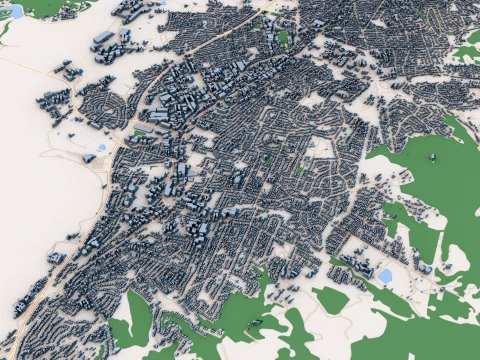 Cityscape Hobart Australia Map 3D Model