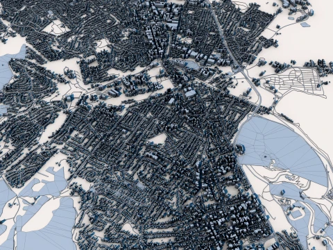 Cityscape Hobart Australia Map 3D Model