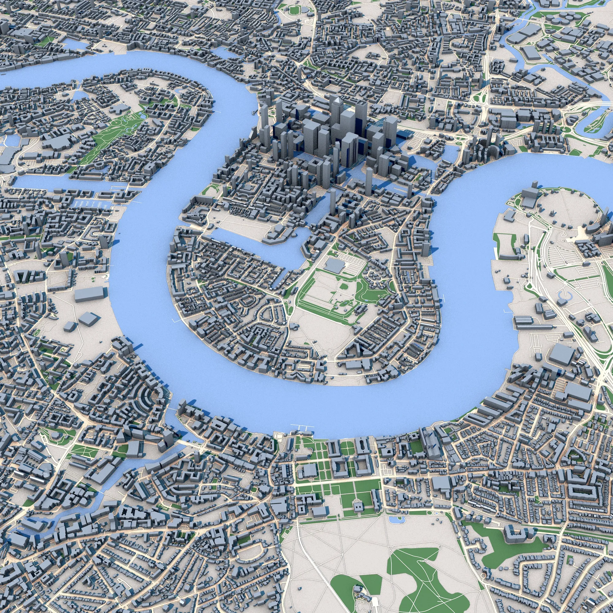 Cityscape London England Map 3D Model .c4d .max .obj .3ds .fbx .stl .blend 