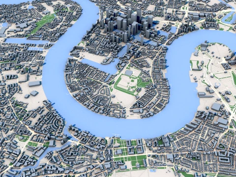 Paysage urbain Londres Angleterre Carte Modèle 3D