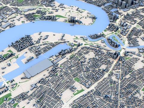 Cityscape London England Map 3D Model