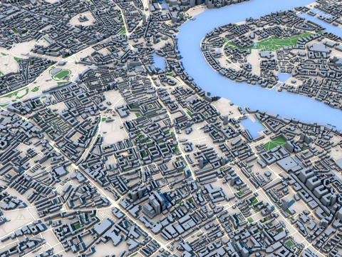 Cityscape London England Map 3D Model
