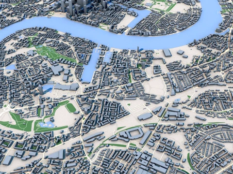 Cityscape London England Map 3D Model